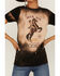 Bohemian Cowgirl Women's Girl Rider Rodeo Bleach Spray Graphic Tee, Black, hi-res