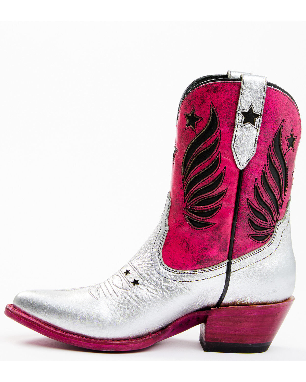 Image #3 - Idyllwind Women's Metallic Star Inlay Roadie Western Booties - Round Toe, Pink, hi-res