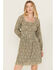 Image #1 - Wild Moss Women's Mineral Wash Smocked Long Sleeve Mini Dress, Sage, hi-res