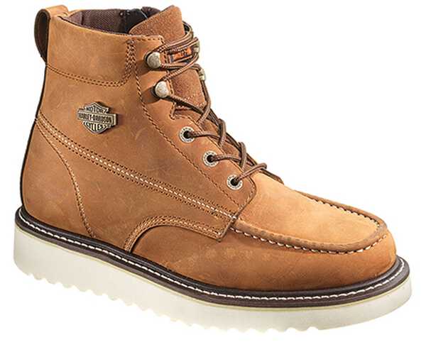 Harley Davidson Men's Brown Beau Lace-Up Boots- Round Toe, Brown, hi-res