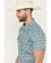 Image #2 - Rock & Roll Denim Men's Geo Floral Print Short Sleeve Pearl Snap Western Shirt, Teal, hi-res