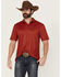Image #1 - Ariat Men's Palm Tree Print Short Sleeve Polo, Red, hi-res