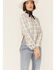 Image #1 - Shyanne Women's Ivory Plaid Shirt Tail Tunic Top , Ivory, hi-res