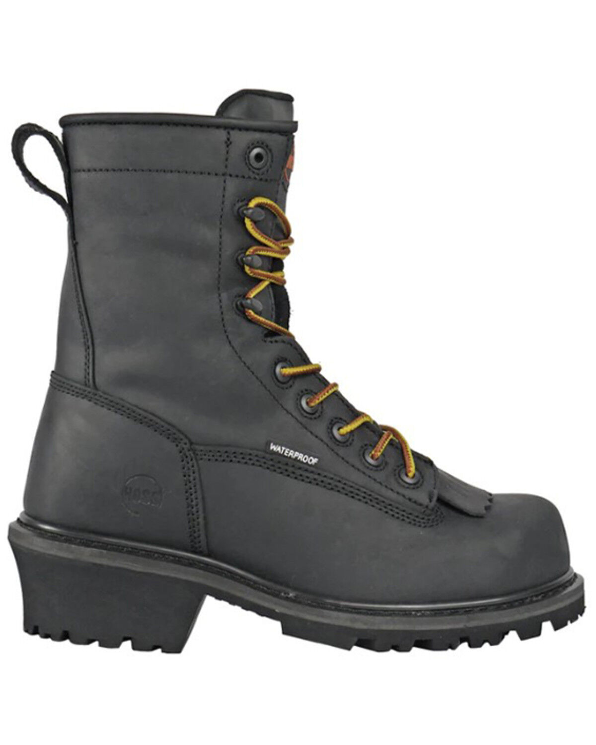Image #2 - Hoss Men's 8" Cross Cut Waterproof Logger Work Boots - Composite Toe, Black, hi-res