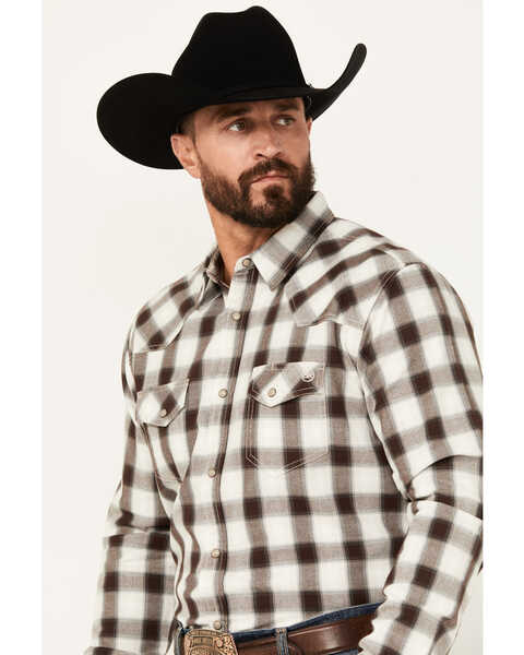Image #2 - Blue Ranchwear Men's Eastland Checkered Long Sleeve Snap Western Shirt, Dark Brown, hi-res