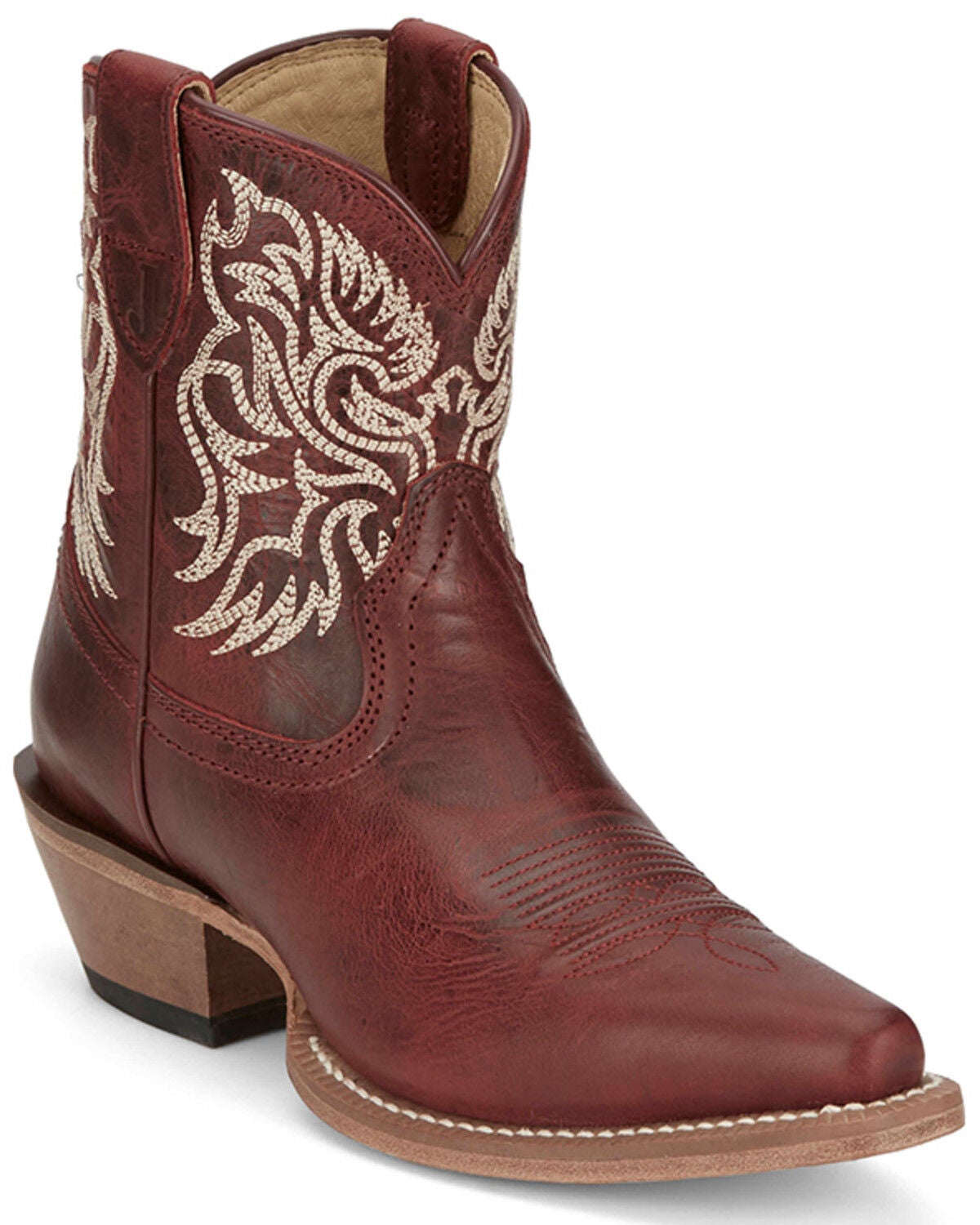 Justin Women's Isabella Western Booties - Snip Toe, Red, hi-res