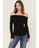 Image #2 - Free People Women's Iris Layering Off The Shoulder Long Sleeve Shirt, Black, hi-res