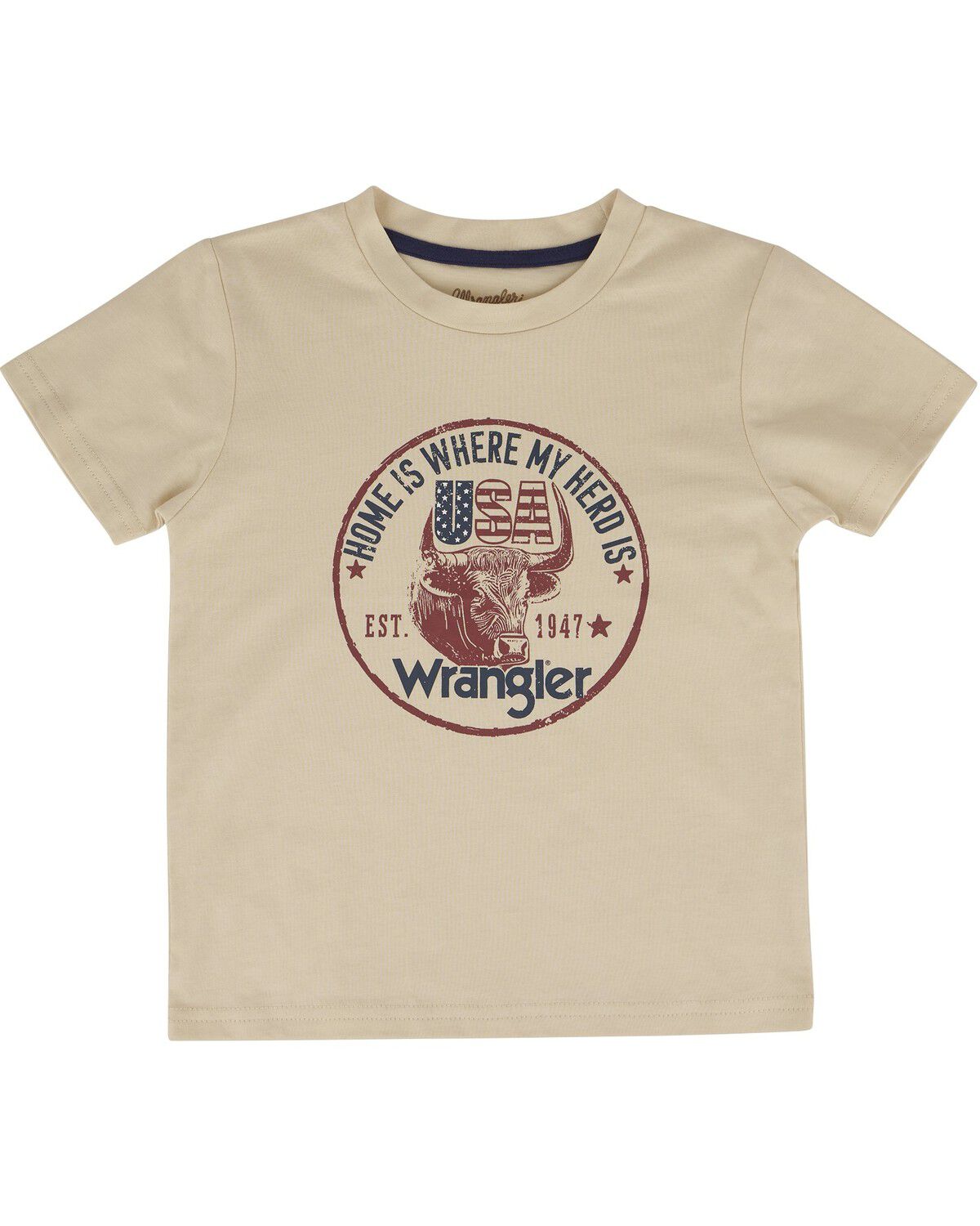 Image #1 - Wrangler Toddler Boys' Herd USA Short Sleeve Graphic T-Shirt, Sand, hi-res