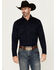 Image #1 - Blue Ranchwear Men's Rustler Solid Twill Long Sleeve Snap Stretch Western Work Shirt, Navy, hi-res