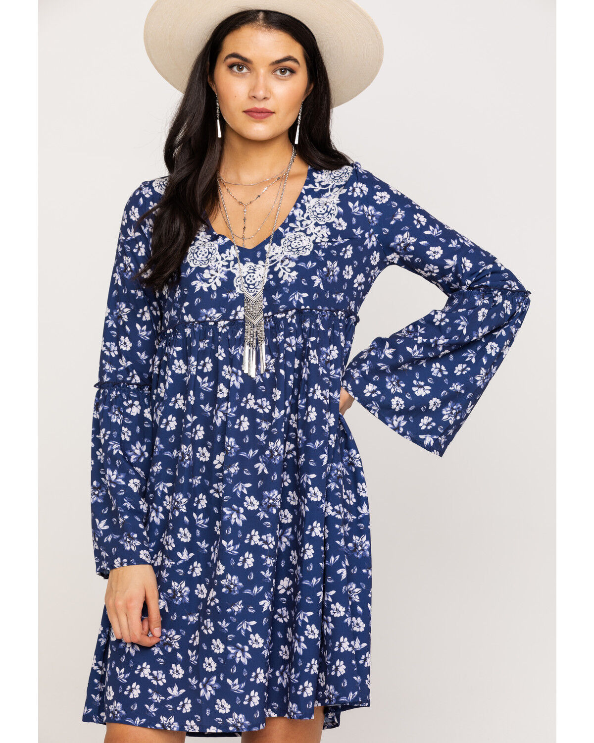 Image #1 - Roper Women's Floral Print Mini Dress, Blue, hi-res