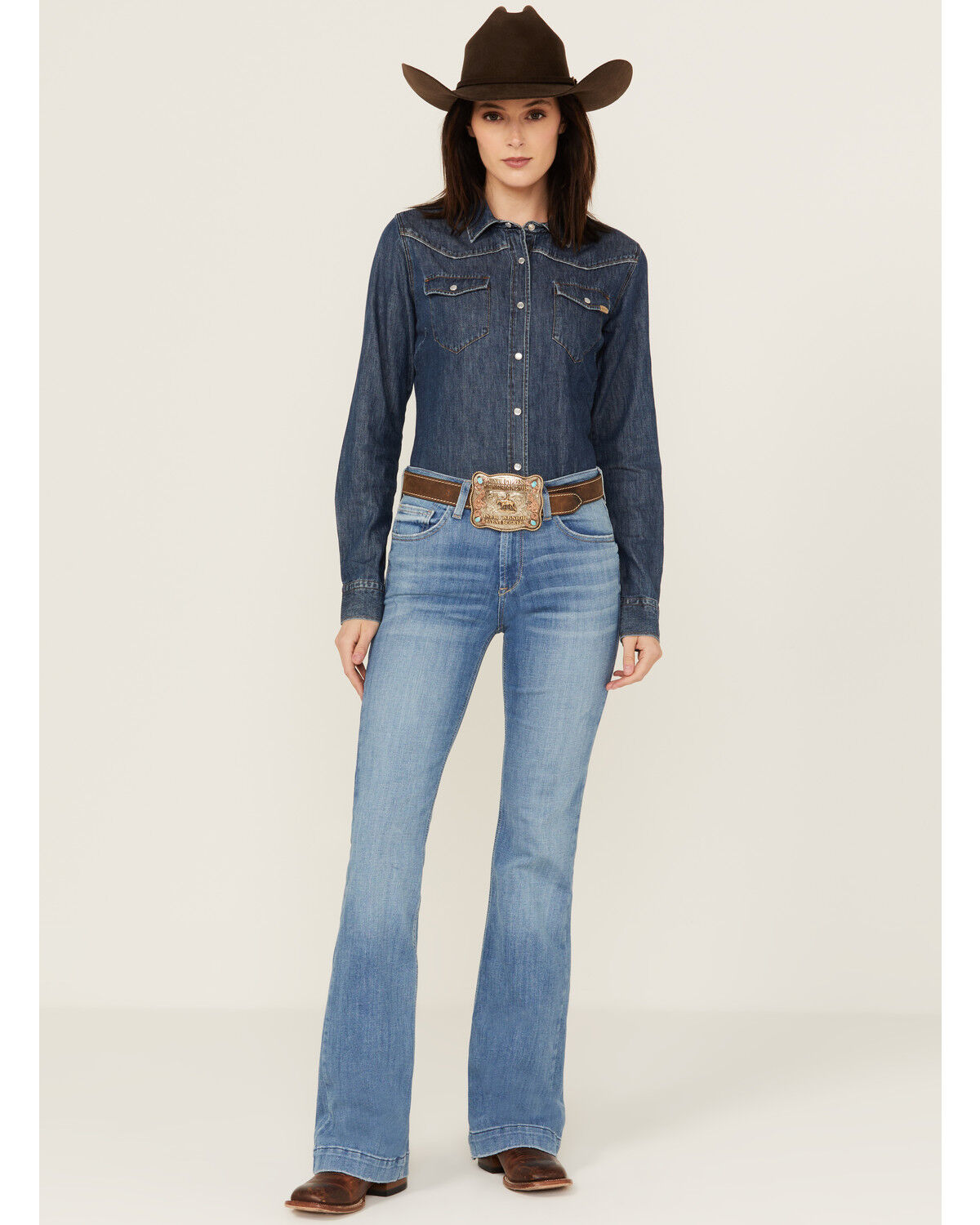 Image #1 - Ariat Women's Medium Wash Alice Slim Trouser Denim Jeans, Medium Wash, hi-res