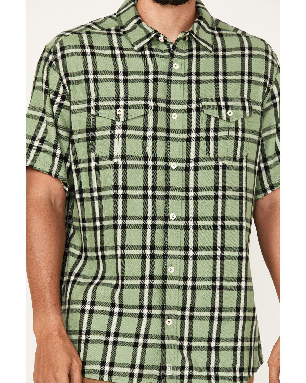 Image #3 - Brothers and Sons Men's Casual Plaid Short Sleeve Button Down Western Shirt, Light Green, hi-res