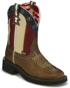 Justin Gypsy Women's Old Glory Western Boots - Round Toe, Brown, hi-res