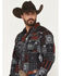 Image #2 - Cowboy Hardware Men's Southwestern Bandana Print Long Sleeve Snap Stretch Western Shirt, Black, hi-res