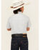 Image #4 - Ely Walker Boys' Paisley Print Short Sleeve Snap Western Shirt, Navy, hi-res