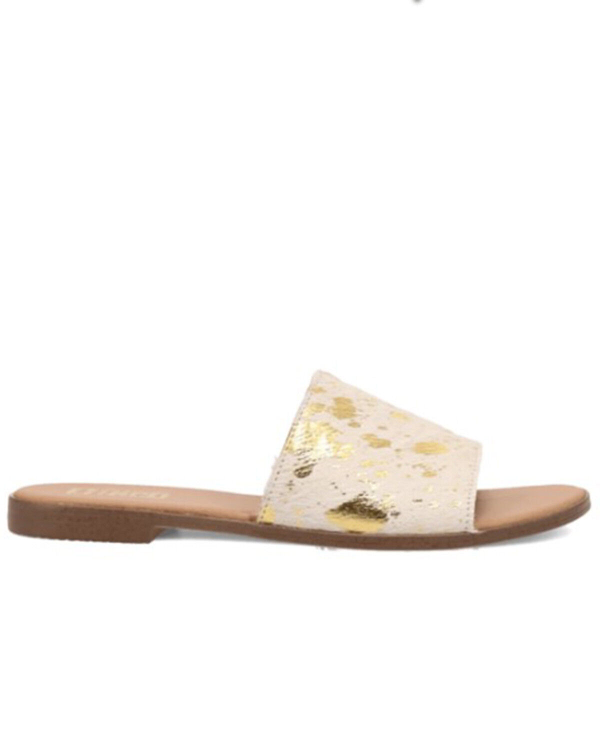 Image #2 - Dingo Women's Metallic Hairon Moo Moo Sandals, Gold, hi-res