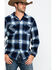 Image #4 - Pendleton Men's Navy Board Oxford Plaid Long Sleeve Western Shirt, Navy, hi-res