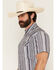Image #2 - Panhandle Slim Men's Southwestern Striped Short Sleeve Pearl Snap Performance Western Shirt, Black, hi-res