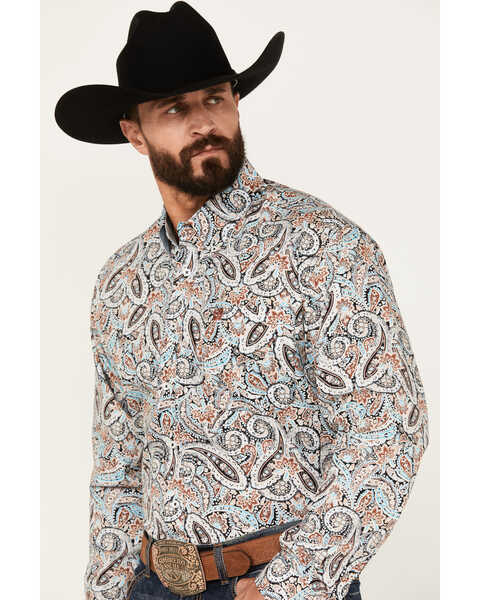 Image #2 - Cinch Men's Paisley Print Long Sleeve Button-Down Western Shirt, Multi, hi-res