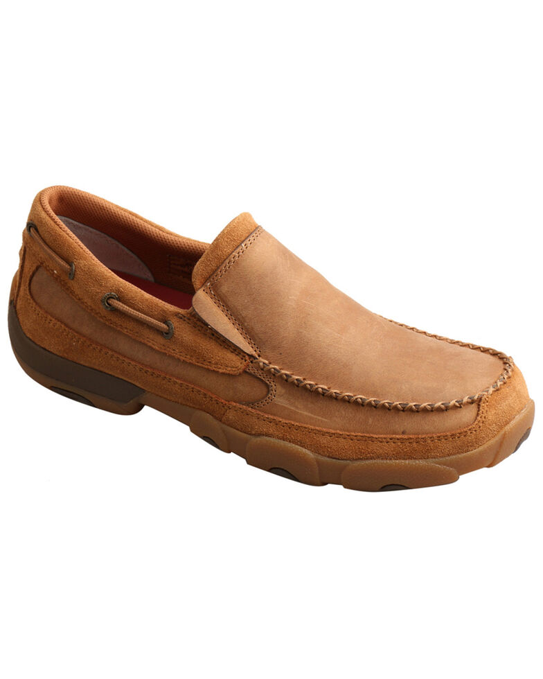 Twisted X Men's Driving Moccasin Shoes - Moc Toe, Tan, hi-res