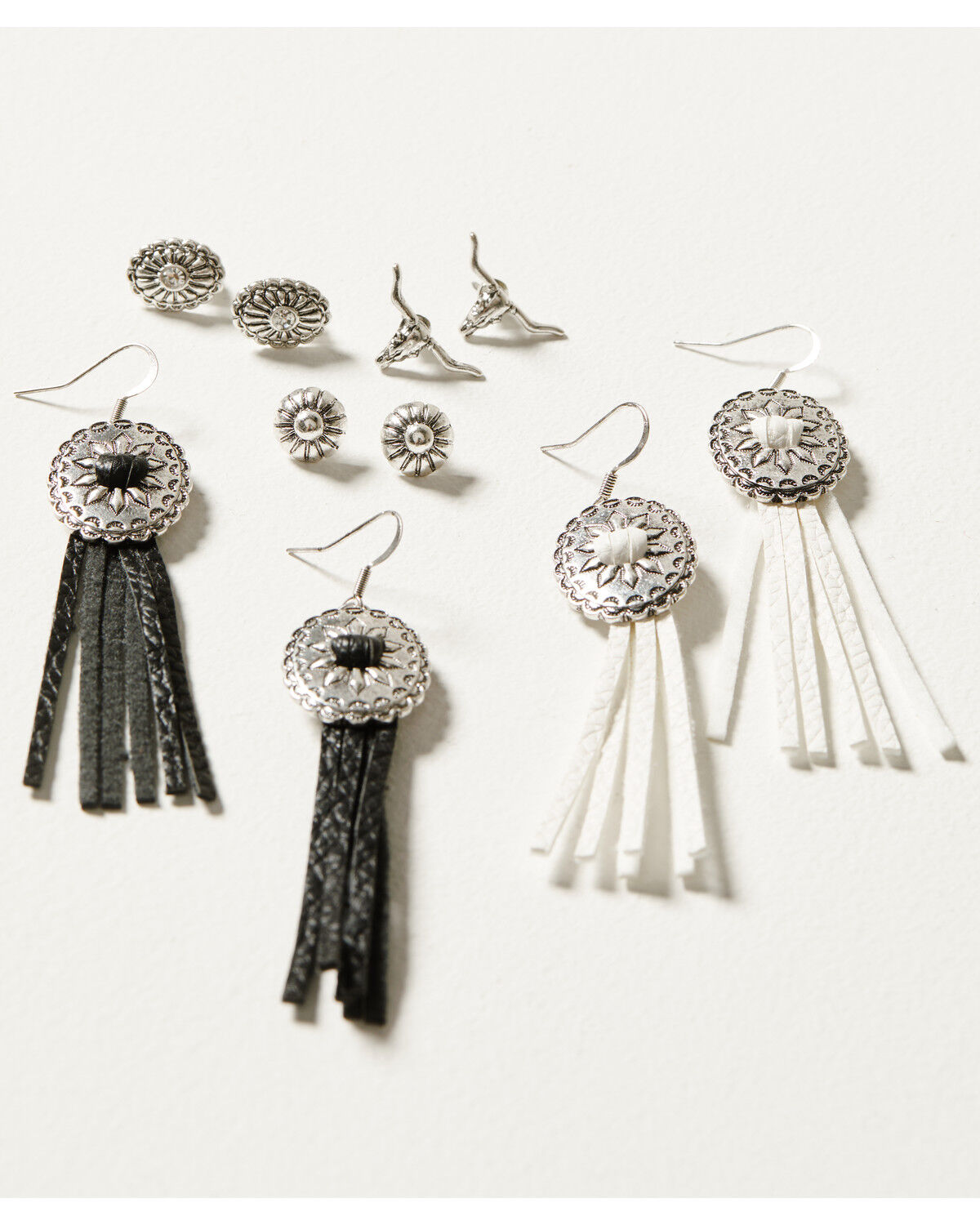 Image #1 - Idyllwind Women's 5-piece Silver Concho & Tassel Decatur Earrings Set, Multi, hi-res
