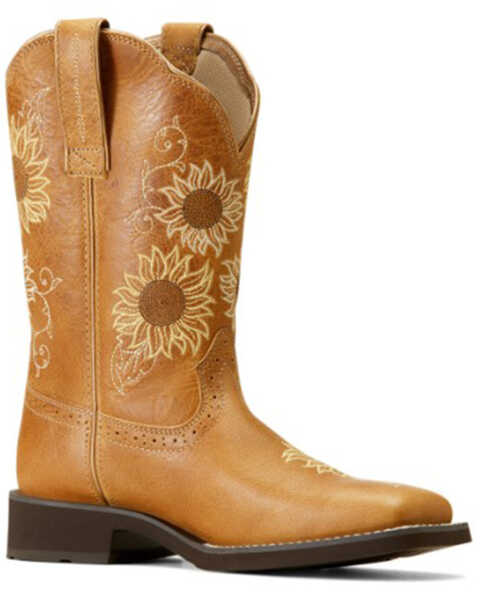 Ariat Women's Blossom Western Boots - Broad Square Toe , Brown, hi-res