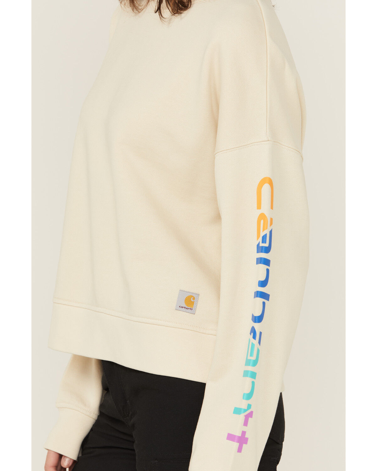 Image #3 - Carhartt Women's TENCEL™ Fiber Series Loose Fit Long Sleeve Graphic Sweatshirt, Oatmeal, hi-res