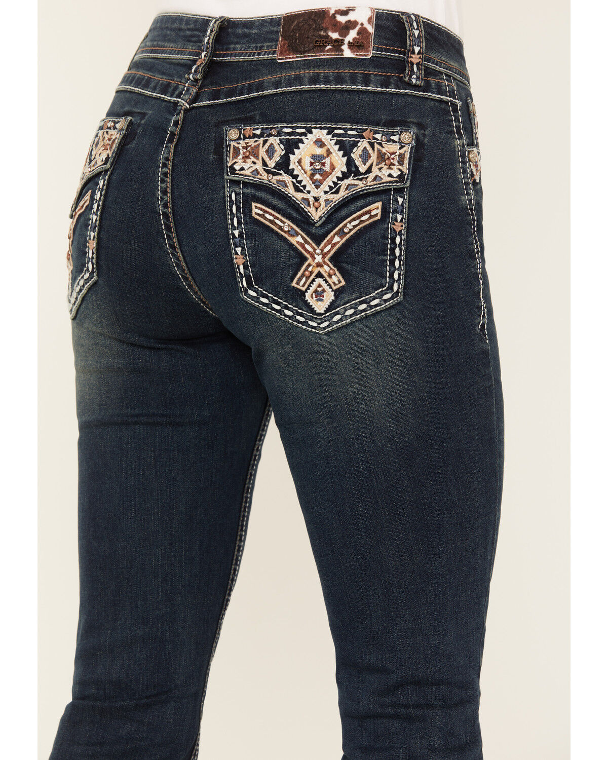 Image #2 - Grace in LA Women's Dark Wash Mid Rise Bootcut Jeans, , hi-res
