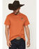 Image #1 - Riot Society Men's Cactus Skull Embroidered Short Sleeve T-Shirt, Dark Orange, hi-res