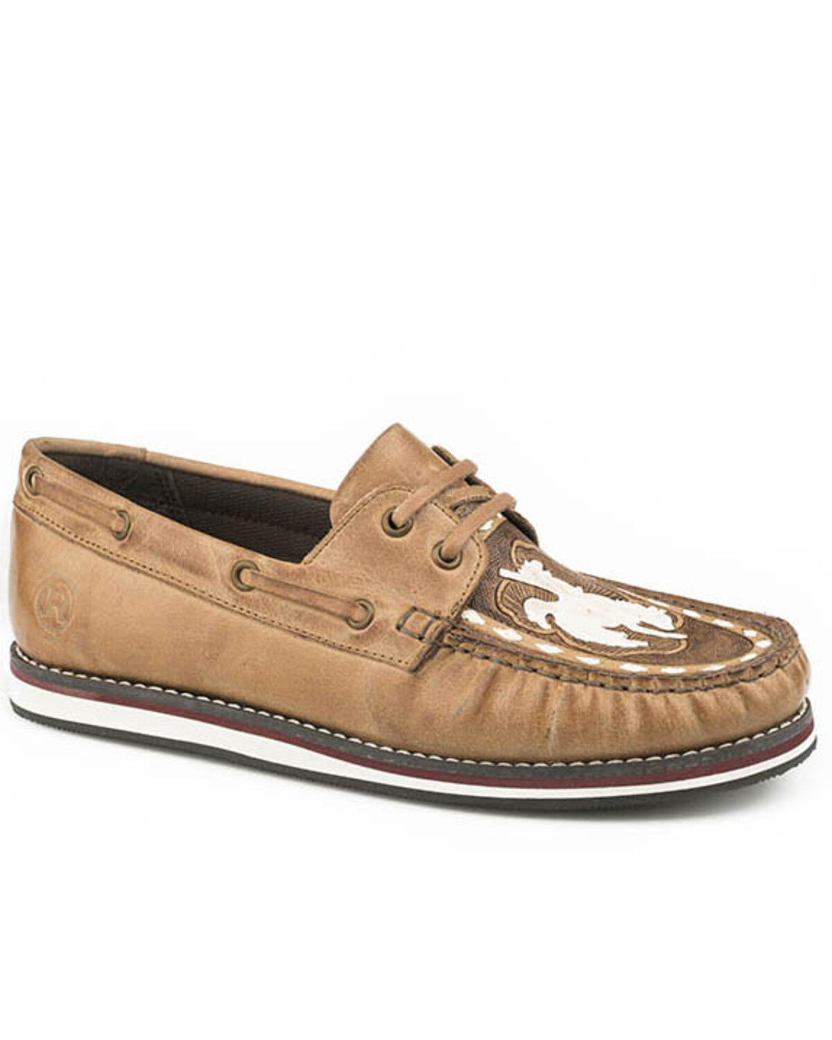 Image #1 - Roper Women's Beige Leather Moccasin Shoes - Moc Toe, Tan, hi-res