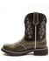 Image #3 - Shyanne Women's Adalia Floral Stitched Shaft Leather Western Boots - Wide Round Toe , Brown, hi-res
