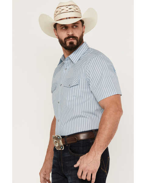 Image #2 - Gibson Men's Wildcat Striped Short Sleeve Western Snap Shirt, Steel, hi-res