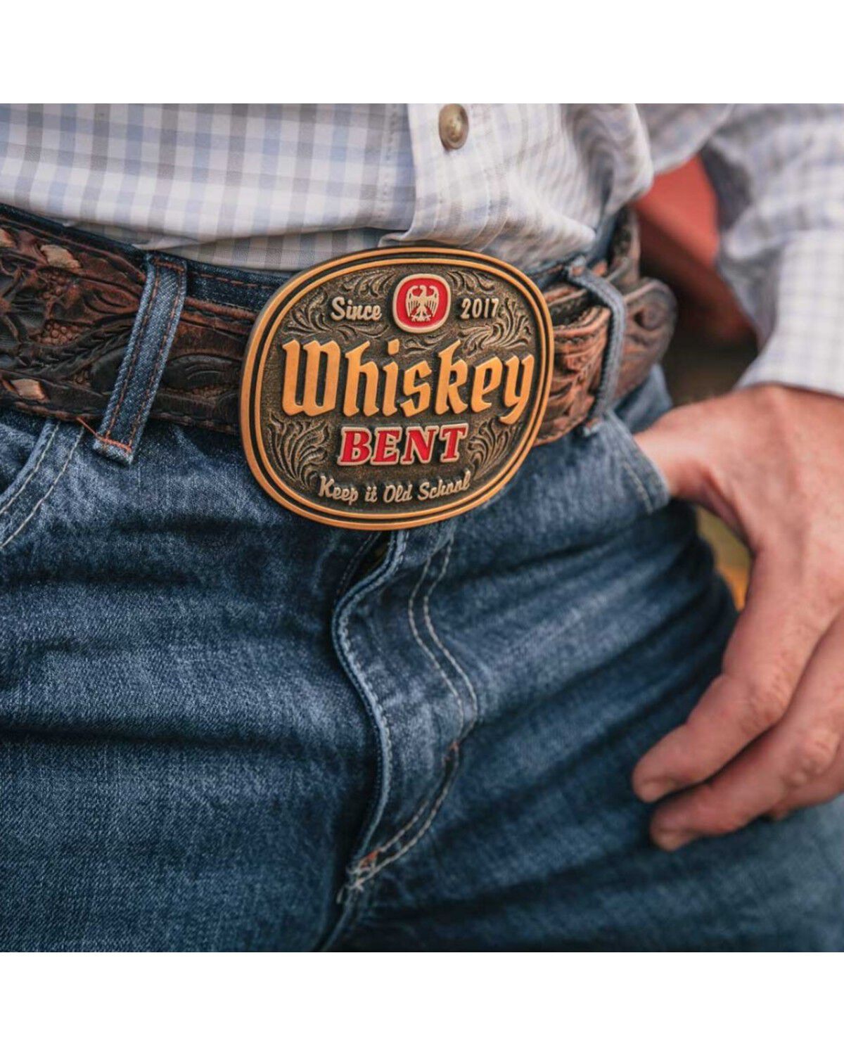Image #1 - Montana Silversmiths Men's Keep It Old School Whiskey Bent Buckle, Silver, hi-res