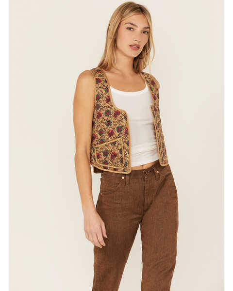 Free People Women's Sand Kenzie Quilted Vest, Sand, hi-res