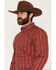 Image #2 - Cody James Men's Ol Hickory Floral Stripe Print Long Sleeve Button-Down Stretch Western Shirt, Red, hi-res