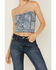 Image #3 - Vibrant Denim Women's Medium Wash Button Up Floral Corset, Medium Wash, hi-res