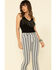Rock & Roll Denim Women's Stripe High Rise Flare Jeans, White, hi-res