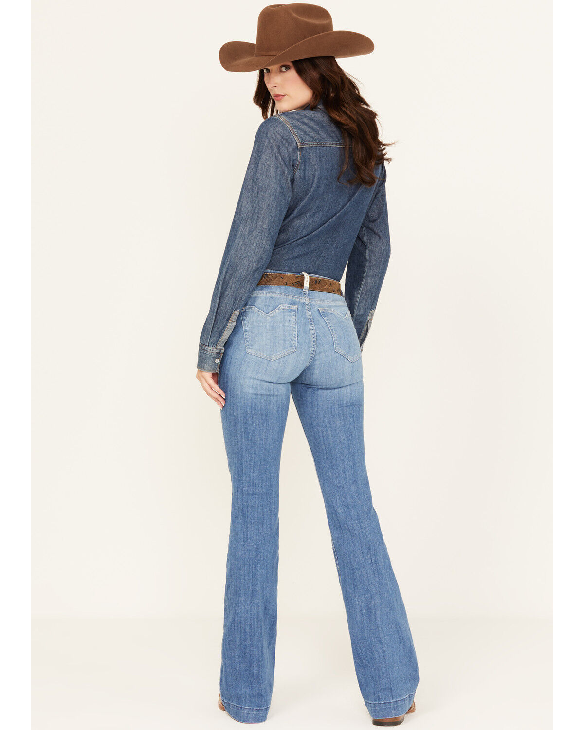 Image #1 - Ariat Women's Claire Medium Wash High Rise Slim Trouser Stretch Denim Jeans, Medium Wash, hi-res