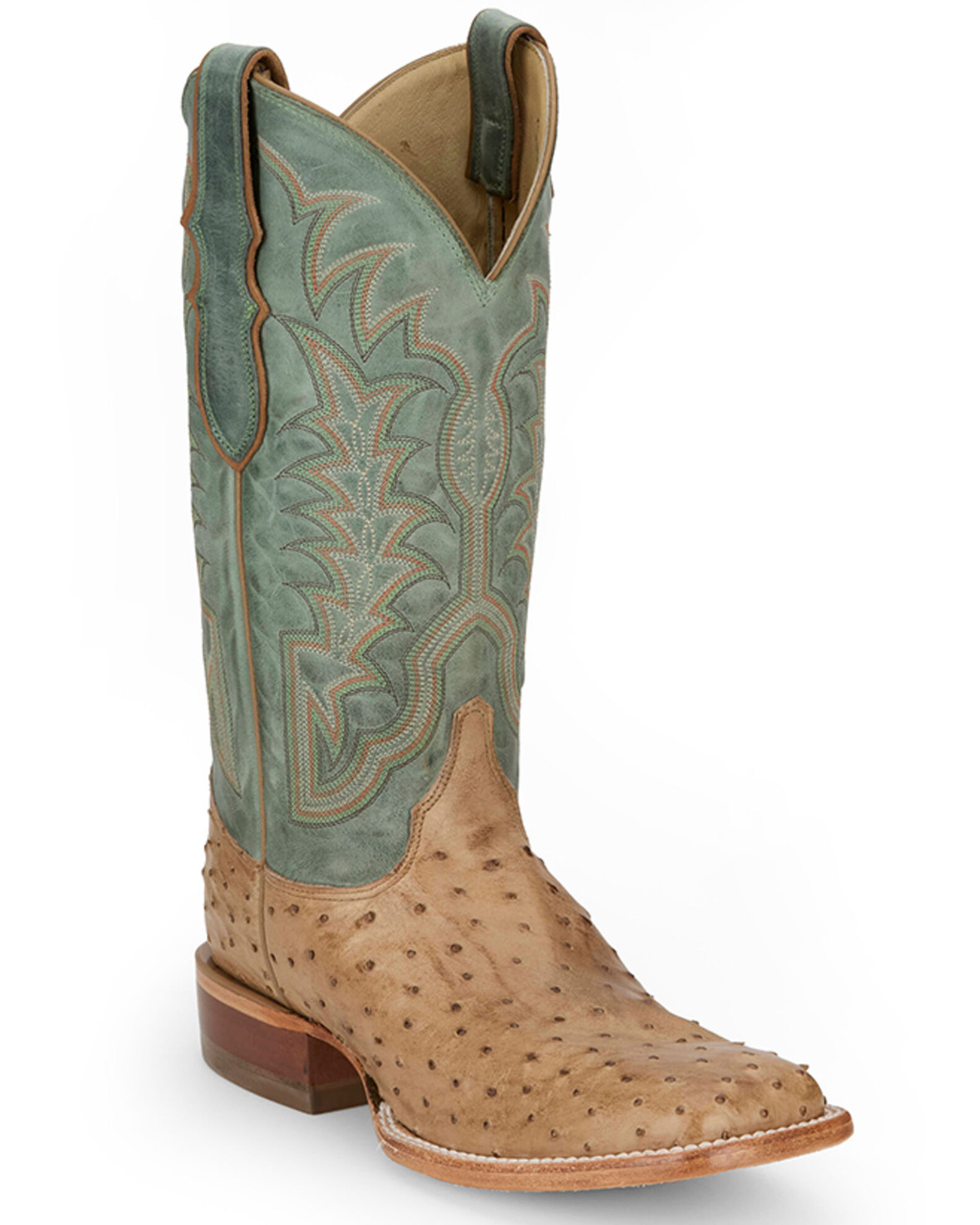 Justin Men s Chisolm Exotic Ostrich Western Boots Broad Square Toe Country Outfitter