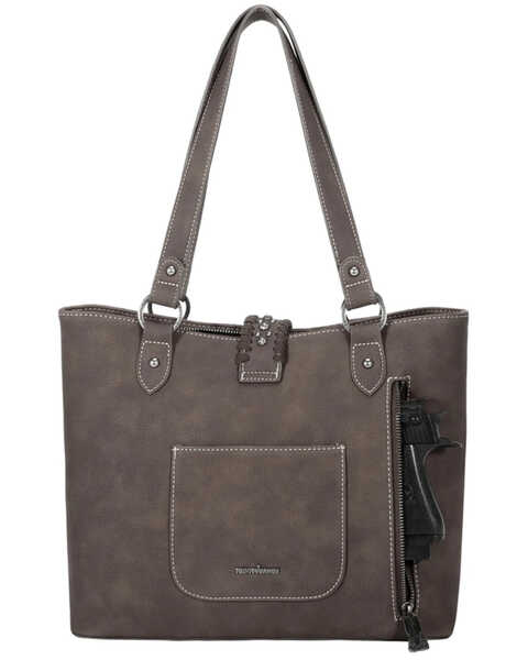 Image #2 - Montana West Women's Trinity Ranch Hair-on Cowhide Collection Concealed Carry Tote Bag, Coffee, hi-res