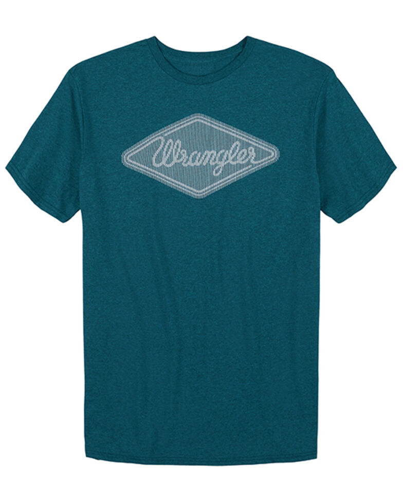 Wrangler Men's Heather Teal Diamond Logo Short Sleeve T-Shirt , Teal, hi-res