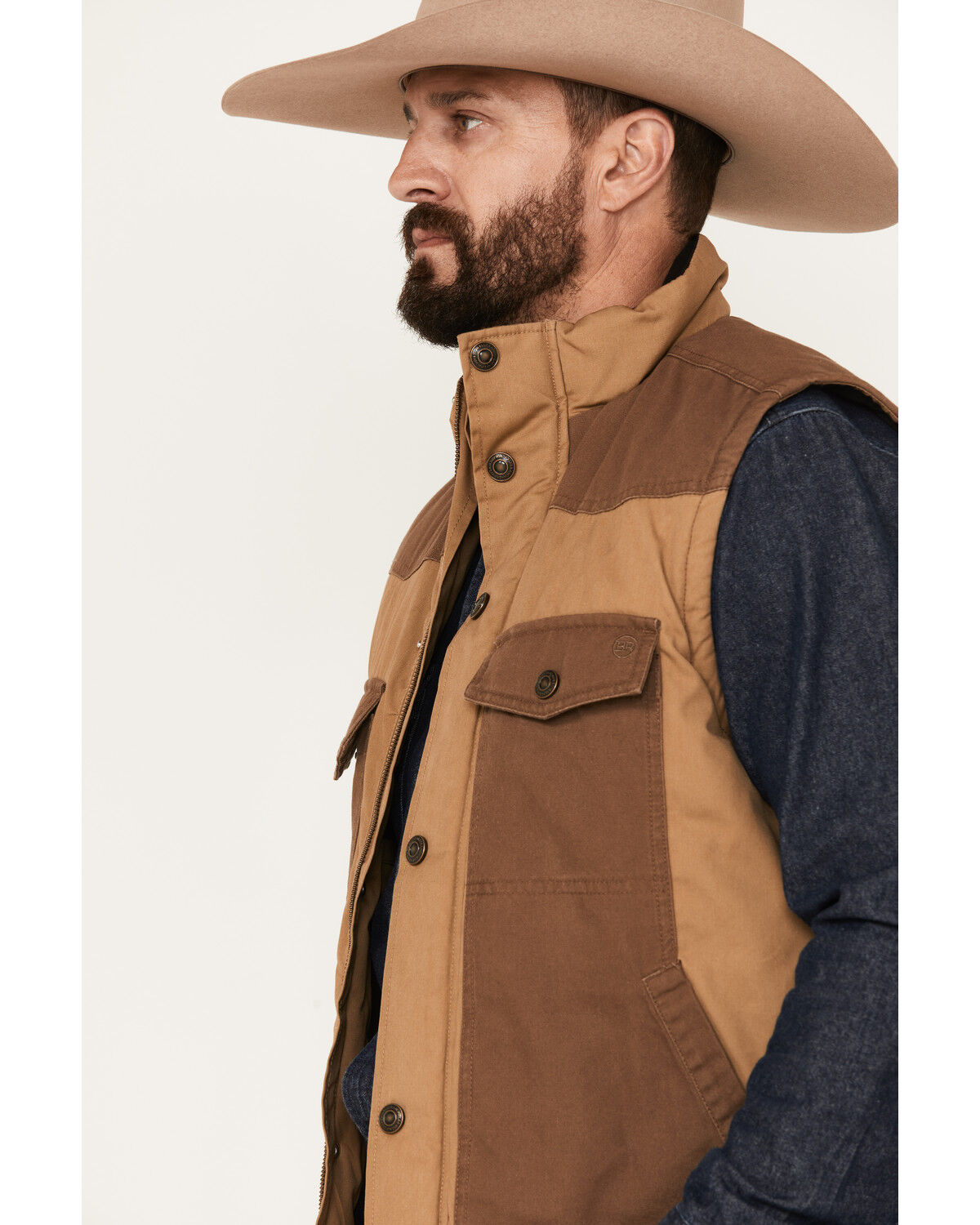 Image #2 - Blue Ranchwear Men's Waxed Canvas Vest, Beige/khaki, hi-res