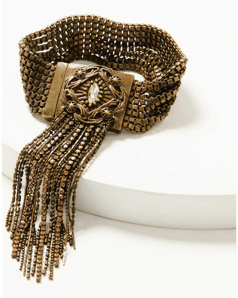 Wonderwest Women's Iman Fringe Bracelet , Gold, hi-res