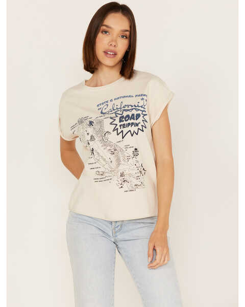Image #1 - Cleo + Wolf Women's California Map Graphic Tee, Ivory, hi-res