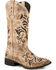 Roper Women's Belle Tan Antiqued Brushed Suede Cowgirl Boots - Square Toe, Tan, hi-res