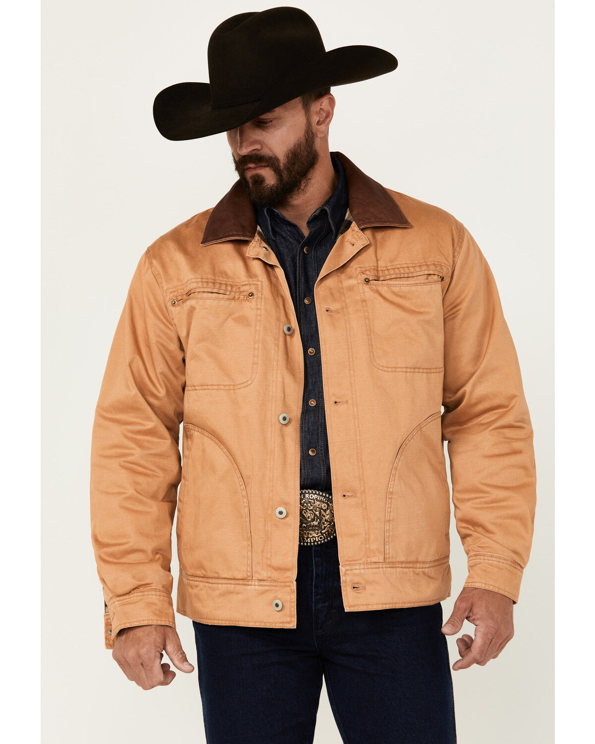 Image #1 - Resistol Men's Journey Solid Canvas Button-Down Jacket, Camel, hi-res