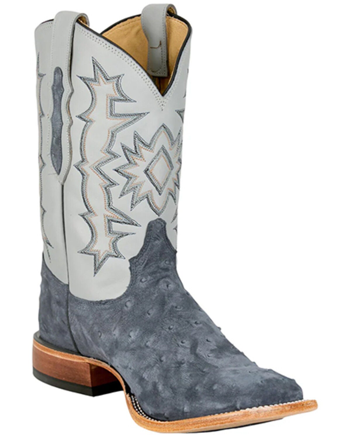 Image #1 - Tony Lama Men's Carlos Exotic Ostrich Western Boots - Broad Square Toe, Navy, hi-res