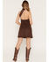 Image #4 - Stoosh Women's Faux Suede Halter Mini Dress, Chocolate, hi-res