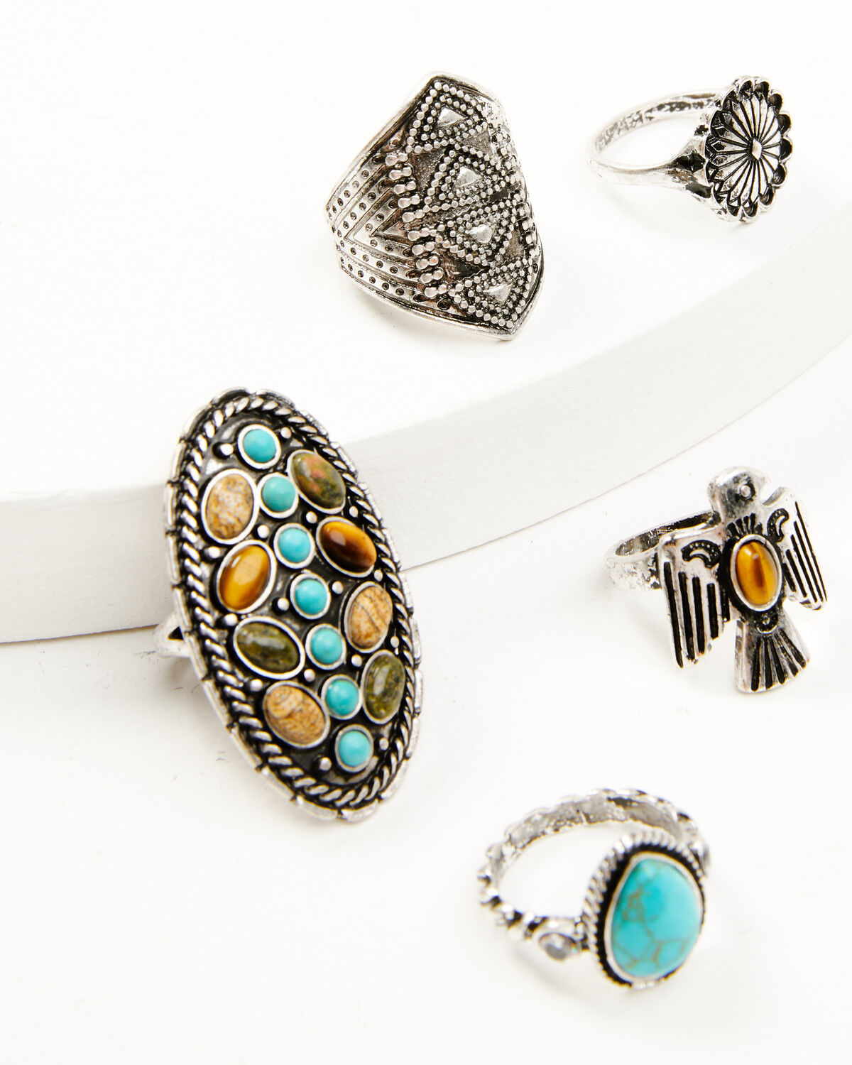 Image #1 - Shyanne Women's Bisbee Falls Thunderbird 5-Piece Ring Set, Silver, hi-res