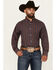 Image #1 - Ariat Men's Iker Plaid Print Long Sleeve Button-Down Western Shirt, Navy, hi-res